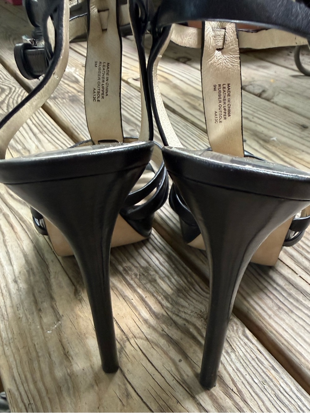 Michael Kors - Women's Y2K Black Leather Strappy High Heel Platform Sandals - Picture 7 of 9